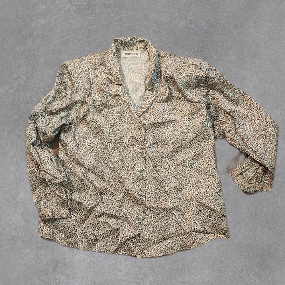 Notches Vintage Leopard Print Blouse Size Medium